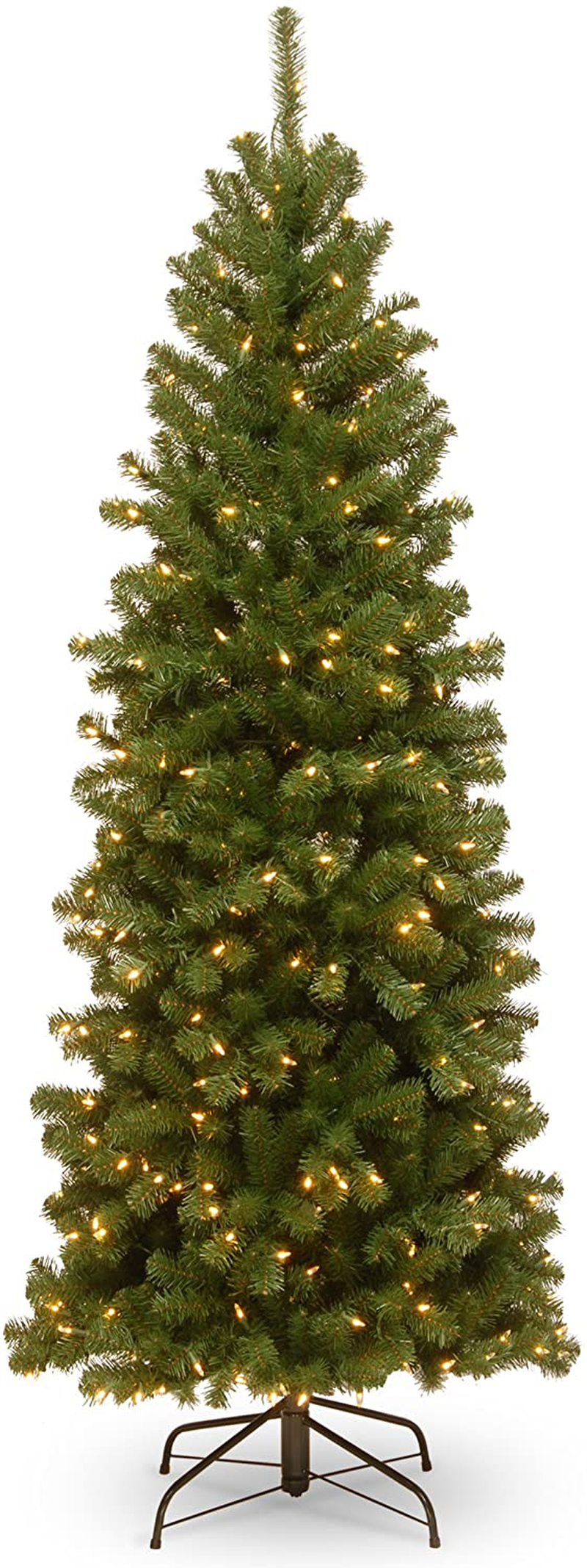 National Tree Company lit Artificial Christmas Tree Includes Pre-Strung White Lights and Stand, North Valley Spruce Pencil Slim-7 ft Home & Garden > Decor > Seasonal & Holiday Decorations > Christmas Tree Stands National Tree 6 ft  