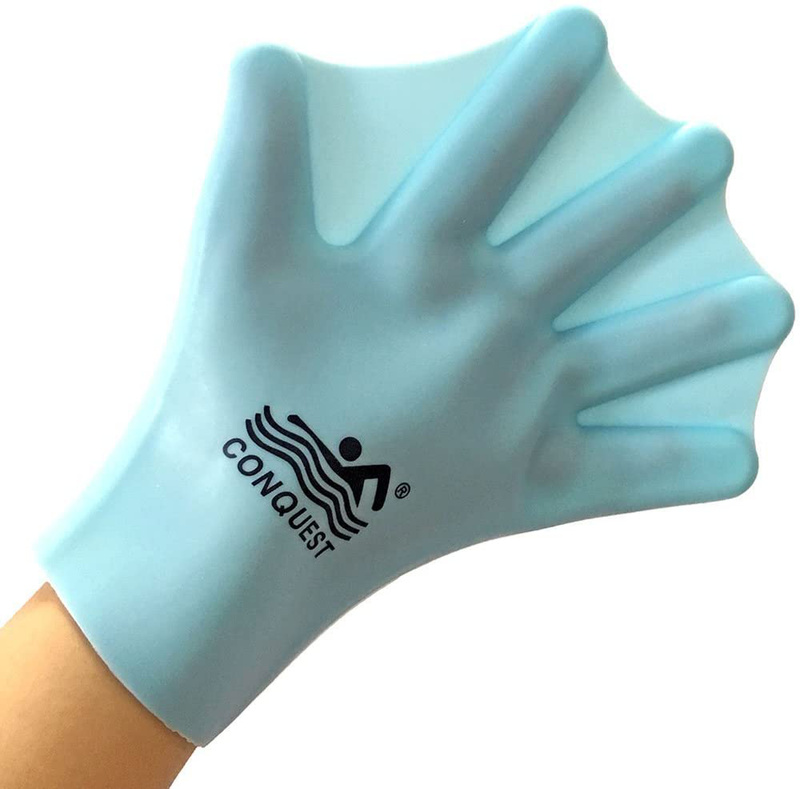 OneMoreDealDirect OMDD Silicone Webbed Swimming Gloves Aqua Fit Swim Training Gloves Web Gloves Swimming,Closed Full Finger Webbed Water Gloves Unisex Adult,2PCS Sporting Goods > Outdoor Recreation > Boating & Water Sports > Swimming > Swim Gloves OneMoreDealDirect Blue  