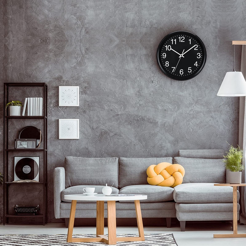 Plumeet Black Wall Clock - 10" Non Ticking Quartz Silent Wall Clocks - Simple Design Wall Clocks for Living Room Decor - Battery Operated (Black Face) Home & Garden > Decor > Clocks > Wall Clocks Plumeet   