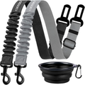 COOYOO Dog Seat Belt,2 Packs Retractable Dog Car Seatbelts Adjustable Pet Seat Belt for Vehicle Nylon Pet Safety Seat Belts Heavy Duty & Elastic & Durable Car Harness for Dogs Animals & Pet Supplies > Pet Supplies > Dog Supplies COOYOO Set 7-Black+Grey  