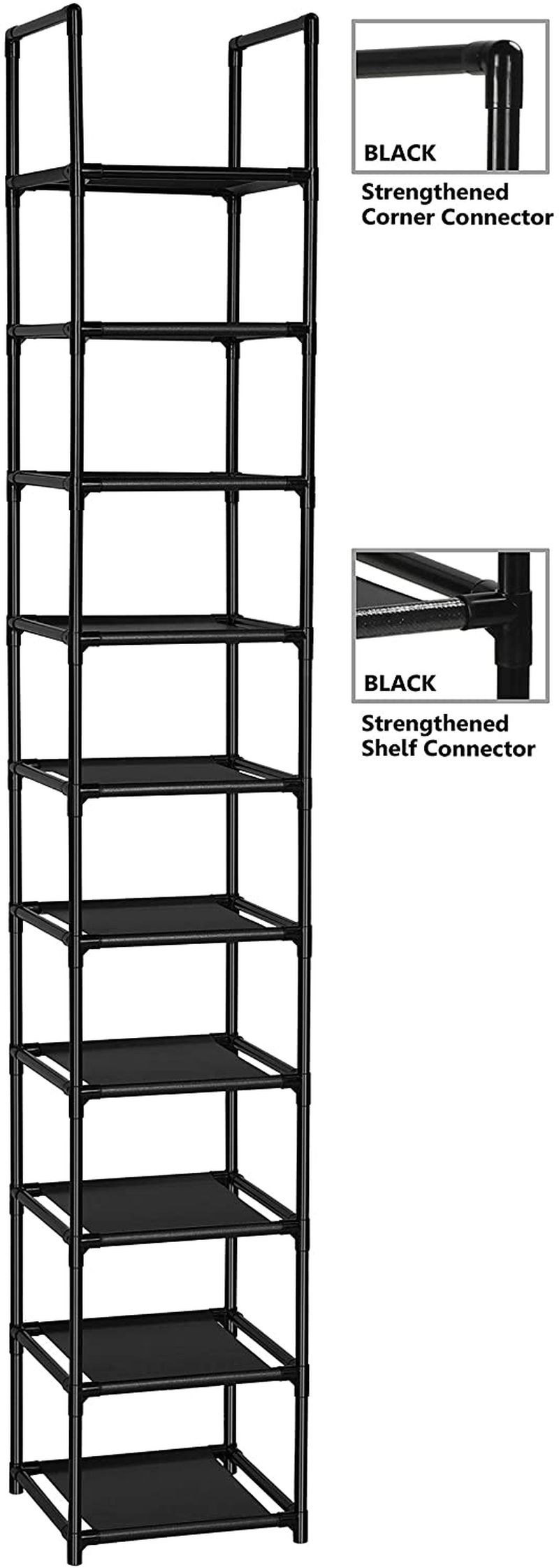 Fiducial Home 10 Tiers Shoe Rack Space Saving Vertical Single Pairs Sturdy Shoe Shelf Storage Organizer Furniture > Cabinets & Storage > Armoires & Wardrobes FIDUCIAL HOME   