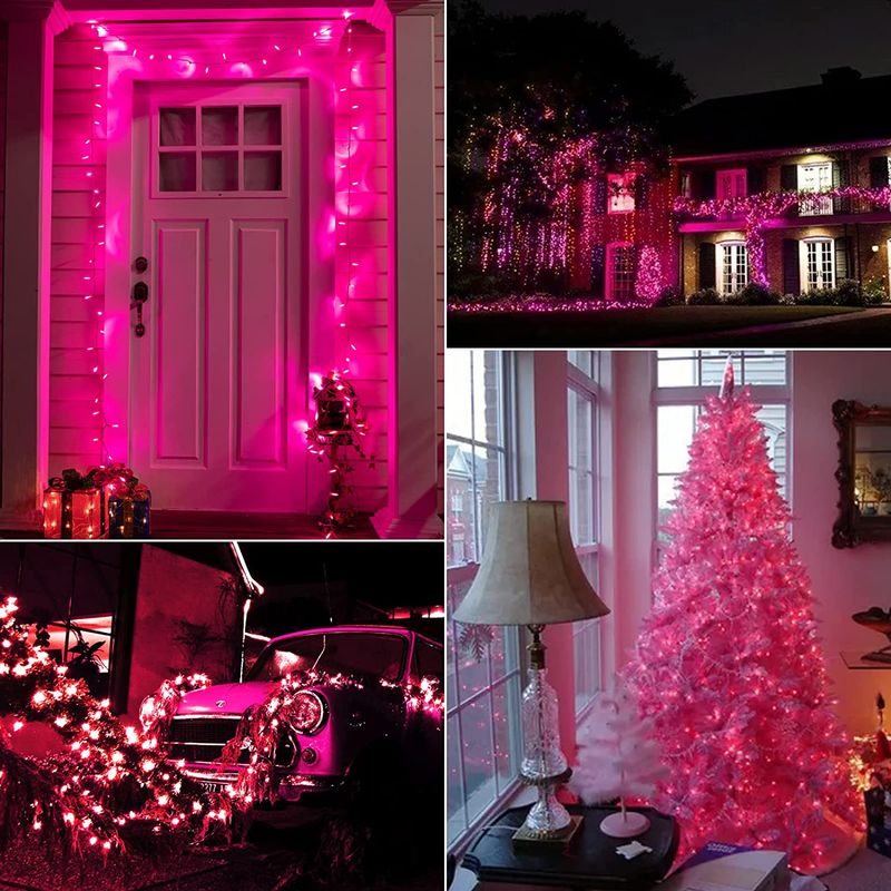 Pink Mini Christmas Lights - 39 Feet 100 LED Fairy String Lights with 8 Lighting Modes Waterproof Connectable for Indoor Outdoor Xmas Tree Garland Wreath Holiday Valentine'S Day Decoration Home & Garden > Decor > Seasonal & Holiday Decorations Minetom   