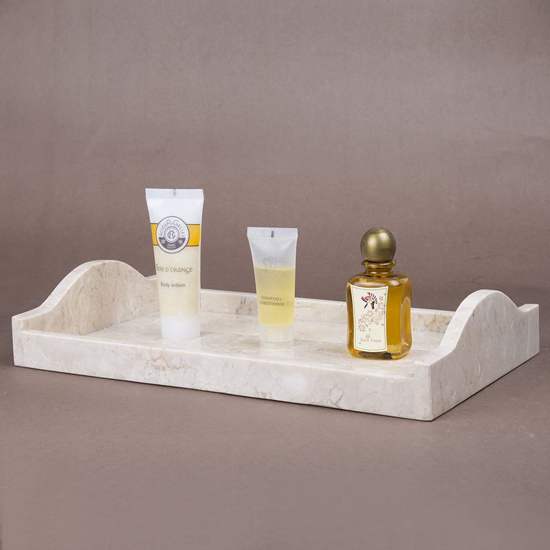 Creative Home Natural Champagne Marble Arch Vanity Tray Decorative Tray Jewelry Organizer Candle Holder Countertop Organizer, Beige, Large Home & Garden > Decor > Decorative Trays Creative Home   