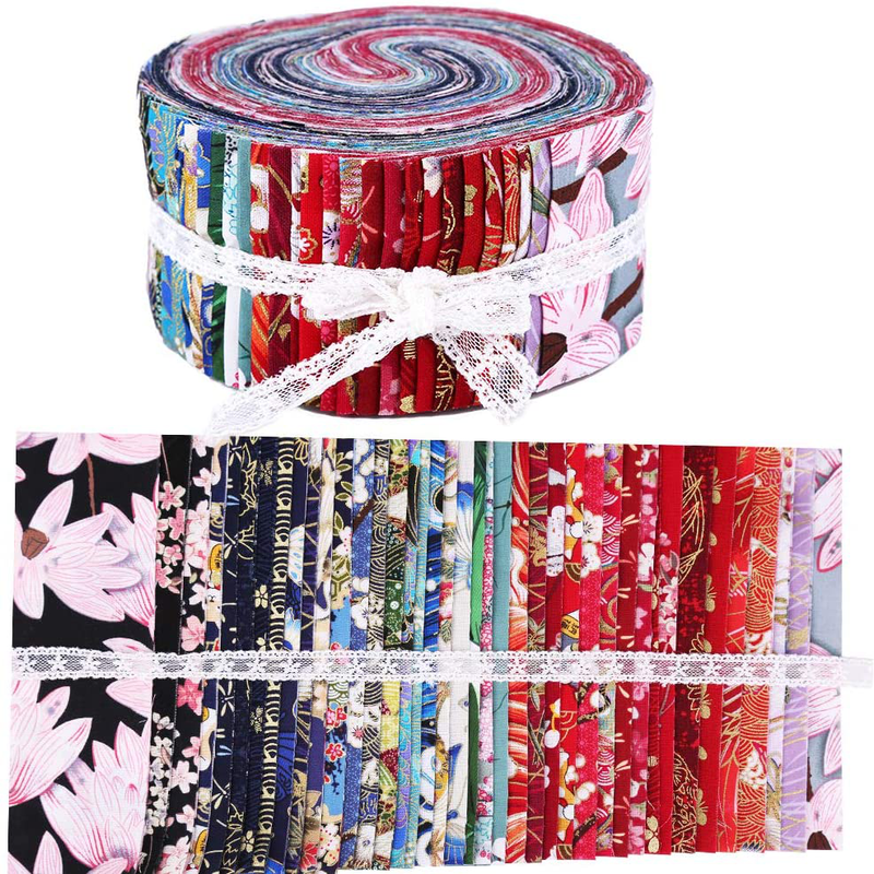 Roll Up Cotton Fabric Quilting Strips, Jelly Roll Fabric, Cotton Craft Fabric Bundle, Patchwork Craft Cotton Quilting Fabric, Cotton Fabric, Quilting Fabric with Different Patterns for Crafts