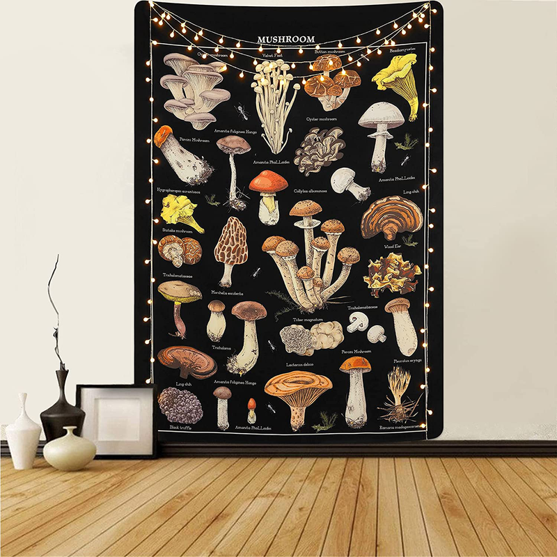 Mushroom Tapestry Vintage Tapestry Illustrative Reference Chart Tapestry Fungus Tapestry Colorful Vertical Tapestry Wall Hanging for Room(51.2 x 59.1 inches) Home & Garden > Decor > Artwork > Sculptures & Statues Livole Multicolor B 36'' x 48'' 
