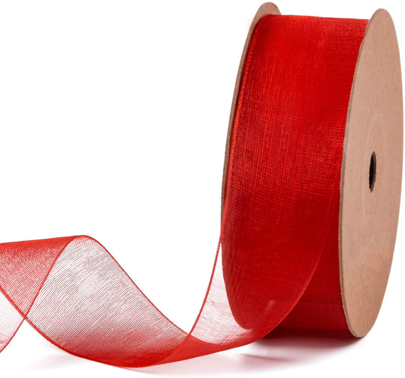 LaRibbons 1 Inch Sheer Organza Ribbon - 25 Yards for Gift Wrappping, Bouquet Wrapping, Decoration, Craft - Rose Arts & Entertainment > Hobbies & Creative Arts > Arts & Crafts > Art & Crafting Materials > Embellishments & Trims > Ribbons & Trim LaRibbons Red 1 inch x 25 Yards 