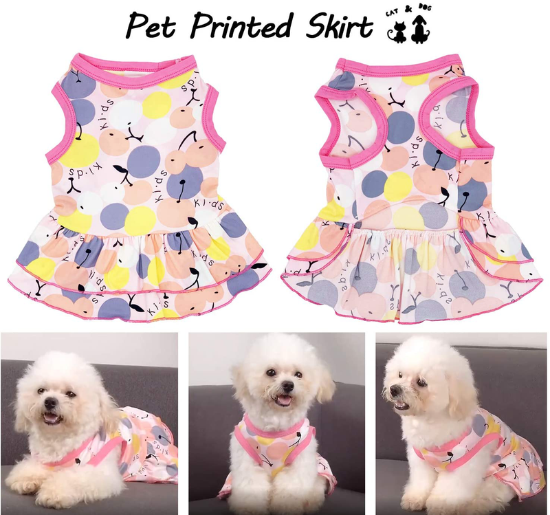 Tealots 2 Pack Dog Shirt Skirt Pet Clothes, Puppy T-Shirts Sleeveless Cute Princess Dress Summer Apparel, Puppy Outfit Printed Vest Pink Clothing for Small Extra Small Medium Dogs Cats Animals & Pet Supplies > Pet Supplies > Cat Supplies > Cat Apparel Tealots   