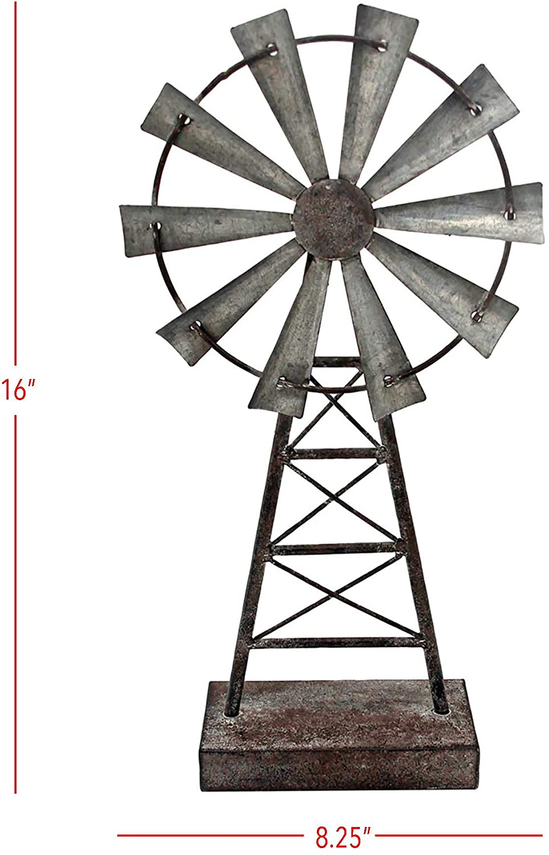 Foreside Home & Garden Metal Small Distressed Windmill Table Decor