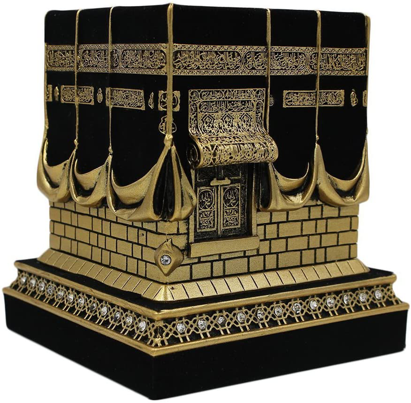 Home Table Decor Kaba Replica Model Showpiece Bookend Eid Gift (Large, Gold)