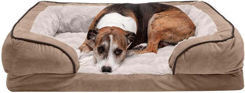 Furhaven Orthopedic, Cooling Gel, and Memory Foam Pet Beds for Small, Medium, and Large Dogs and Cats - Luxe Perfect Comfort Sofa Dog Bed, Performance Linen Sofa Dog Bed, and More Animals & Pet Supplies > Pet Supplies > Dog Supplies > Dog Beds Furhaven Velvet Waves Brownstone Sofa Bed (Egg Crate Orthopedic Foam) Large (Pack of 1)