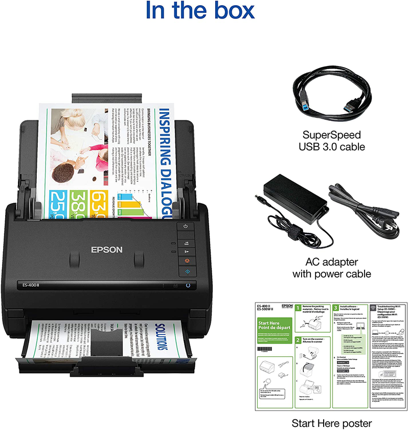 Epson Workforce ES-400 II Color Duplex Desktop Document Scanner for PC and Mac, with Auto Document Feeder (ADF) and Image Adjustment Tools Electronics > Print, Copy, Scan & Fax > Printers, Copiers & Fax Machines Epson   