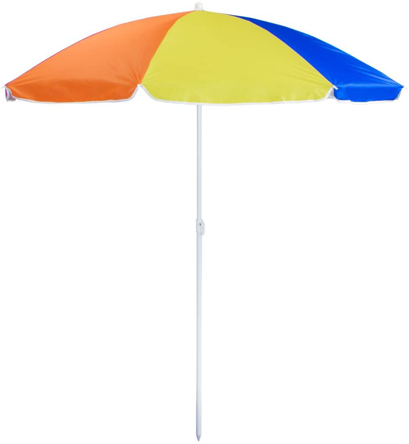 Sol Coastal 6-Foot Rainbow Beach and Patio Umbrella with Adjustable Height
