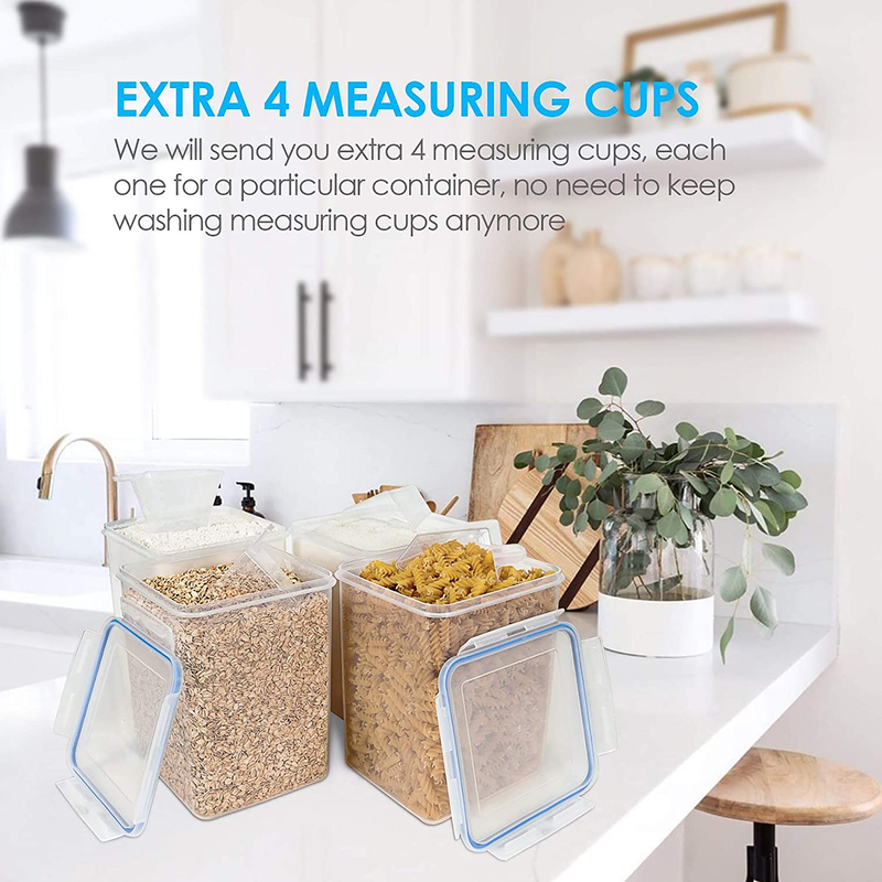 Large Food Storage Containers 5.2L / 176Oz, Vtopmart 4 Pieces BPA Free Plastic Airtight Food Storage Canisters for Flour, Sugar, Baking Supplies, with 4 Measuring Cups and 24 Labels, Blue Home & Garden > Kitchen & Dining > Food Storage Vtopmart   