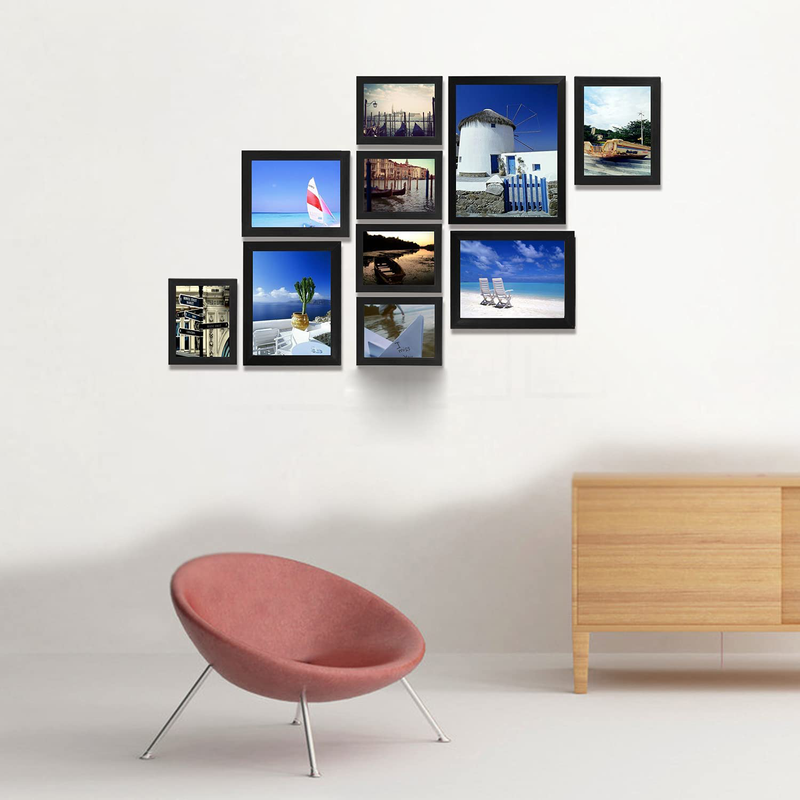 Giftgarden 10 Pcs Multi Picture Photo Frames Set for Multiple Size Photograph, Two 8x10, Four 4x6, Four 5x7, Black Home & Garden > Decor > Picture Frames Giftgarden   