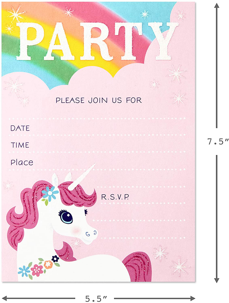 Hallmark Rainbow Unicorn Invitations and Thank You Cards Set (Pack Includes 10 Invites and 10 Thank You Notes)