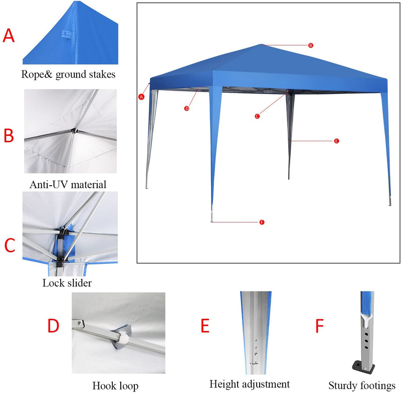 outdoor basic 10 x 10 ft Pop-Up Canopy Tent Gazebo for Beach Tailgating Party Blue Home & Garden > Lawn & Garden > Outdoor Living > Outdoor Structures > Canopies & Gazebos Outdoor Basic   