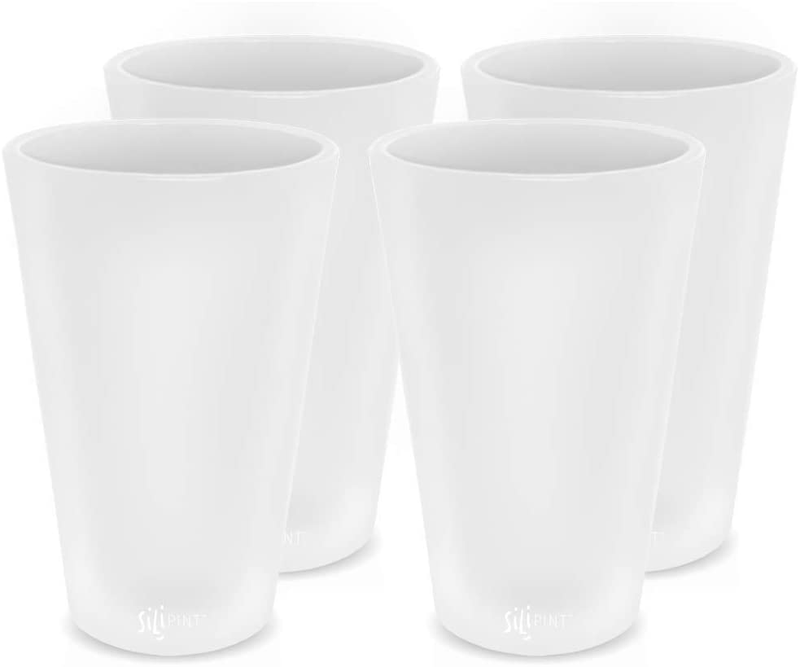 Silipint Silicone Pint Glass. Unbreakable, Reusable, Durable, and Guaranteed for Life. Shatterproof 16 Ounce Silicone Cups for Parties, Sports and Outdoors (2-Pack, Arctic Sky & Hippy Hop) Home & Garden > Kitchen & Dining > Tableware > Drinkware Silipint Frosted White 4-Pack 