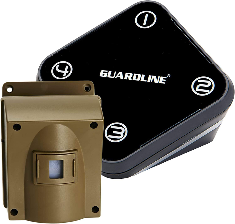 Guardline Wireless Driveway Alarm - 4 Motion Detector Alarm Sensors & 1 Receiver, 500 Foot Range, Weatherproof Outdoor Security Alert System for Home & Property Vehicles & Parts > Vehicle Parts & Accessories > Vehicle Safety & Security > Vehicle Alarms & Locks > Automotive Alarm Systems Guardline Receiver + Sensor  