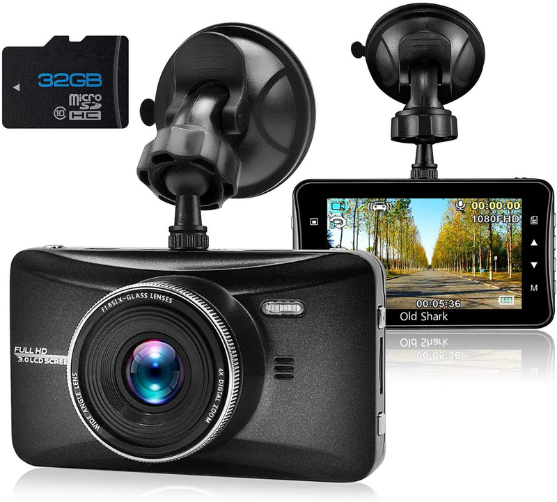 Dash Cam 1080P Full HD 3 Inch Dashboard Camera Car Recorder with 32GB Card 170°Wide Angle Dashcam Driving Loop Recording G-Sensor Vehicles & Parts > Vehicle Parts & Accessories > Motor Vehicle Electronics > Motor Vehicle A/V Players & In-Dash Systems OldShark Default Title  