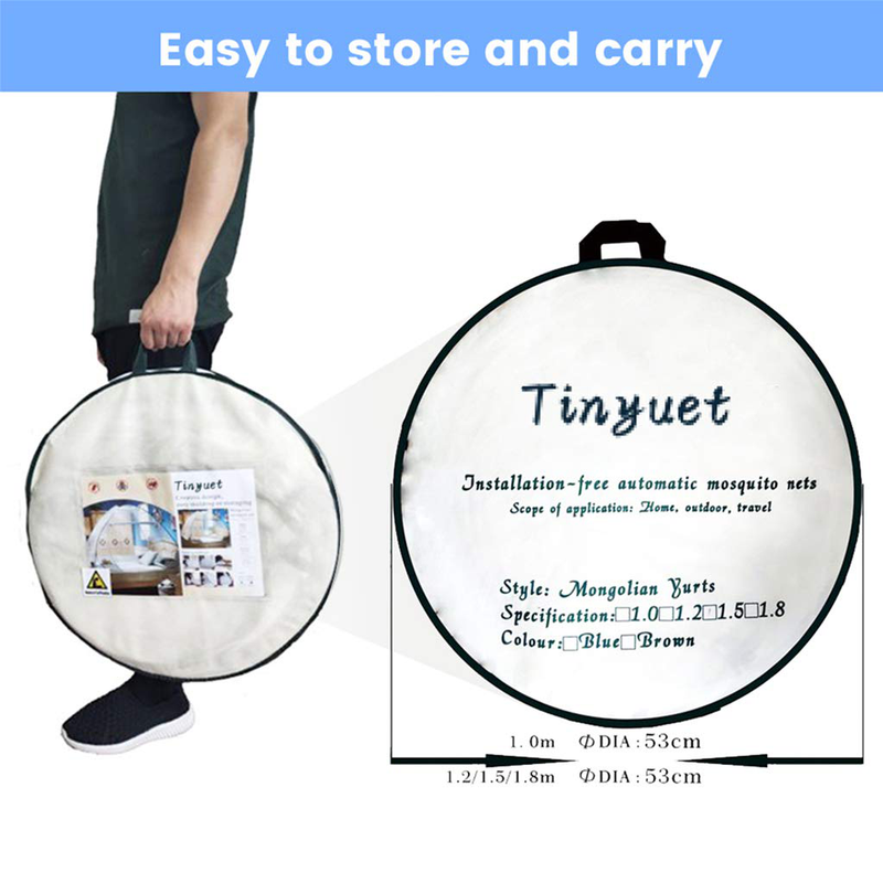 Tinyuet Mosquito Net, 59X78.7In Bed Canopy, Portable Travel Mosquito Net, Foldable Double Door Mosquito Net for Bed, Easy Dome Mosquito Nets- Blue Rim Sporting Goods > Outdoor Recreation > Camping & Hiking > Mosquito Nets & Insect Screens Tinyuet   