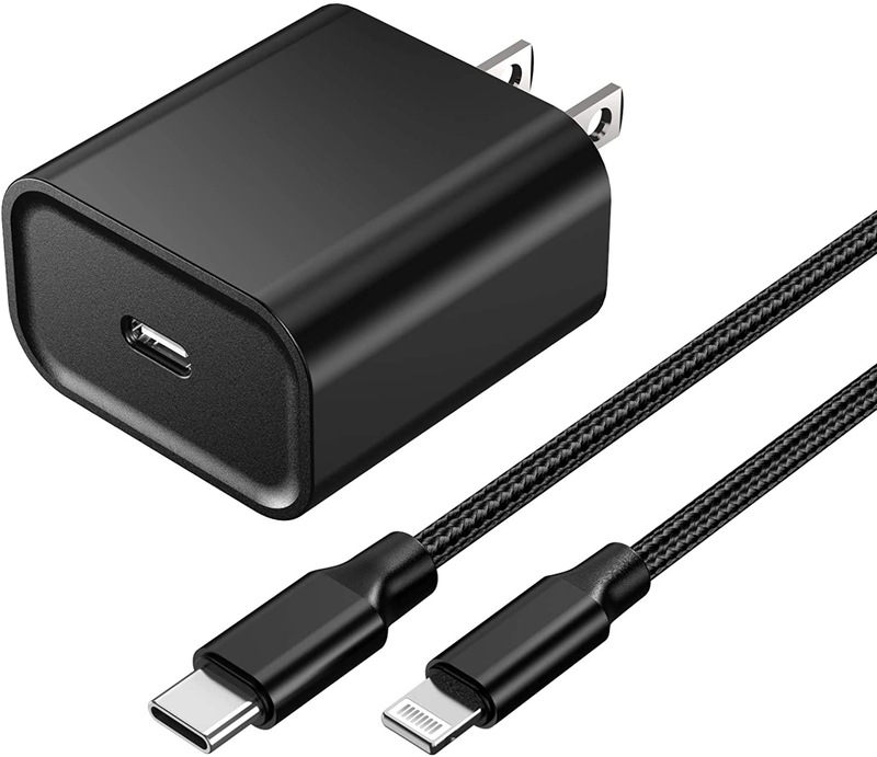 [Apple MFi Certified] iPhone Fast Charger, Veetone 20W PD Type C Power Wall Charger Travel Plug with 6FT USB C to Lightning Quick Charge Sync Cable Compatible with iPhone 12/11/XS/XR/X 8/SE 2020, iPad Electronics > Electronics Accessories > Power > Power Adapters & Chargers Veetone Black  
