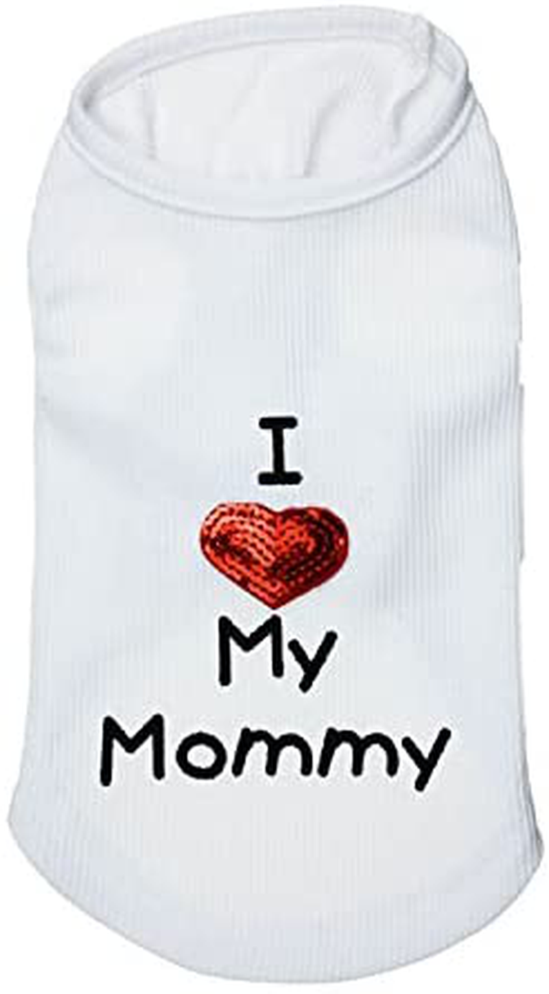 Dog Shirts I Love My Mom/Mommy Dad/Daddy Clothes Doggy Slogan Costume Cute Heart Vest for Small Dogs Puppy T-Shirt Animals & Pet Supplies > Pet Supplies > Dog Supplies > Dog Apparel Petall White-M Medium 