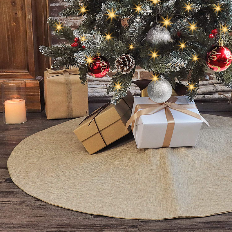 Ivenf Christmas Tree Skirt, 36 inches Burlap Double-Layer Plain Xmas Small Tree Skirt, Rustic Xmas Tree Holiday Decorations Home & Garden > Decor > Seasonal & Holiday Decorations > Christmas Tree Skirts Ivenf Default Title  
