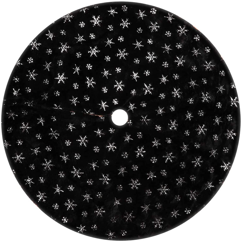 Ivarunner 48 Inch Black Christmas Tree Skirt,Large Faux Fur Xmas Tree Skirt with Sliver Sequin Snowflakes for Christmas Holiday Party Home Tree Ornaments Pet Favors Home & Garden > Decor > Seasonal & Holiday Decorations > Christmas Tree Skirts Ivarunner   
