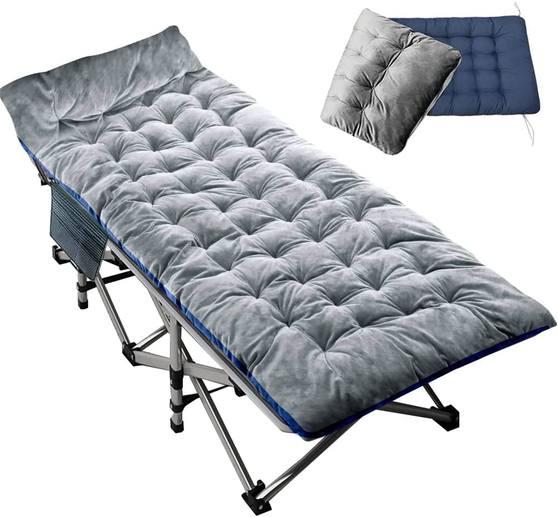 Lilypelle Folding Camping Cot, Double Layer Oxford Strong Heavy Duty Sleeping Cots with Carry Bag, Portable Travel Camp Cots for Home/Office Nap and Beach Vacation Sporting Goods > Outdoor Recreation > Camping & Hiking > Camp Furniture LILYPELLE Noble Gray Blue 75"L x 28"W 