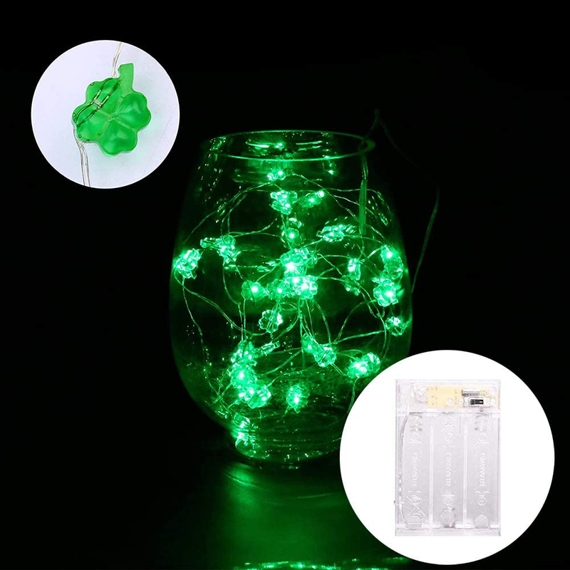 LOHOVE Decorative Lights Shamrocks LED String Lights Battery Operated with Remote 10 Ft 40 Leds Lucky Clover Handmade String Lights for Bedroom Party Feast of St. Patrick'S Day Green Decoration Home & Garden > Decor > Seasonal & Holiday Decorations LOHOVE   