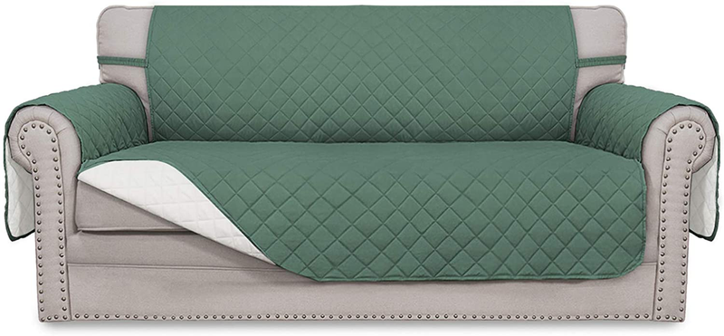 Easy-Going Sofa Slipcover Reversible Loveseat Sofa Cover Couch Cover for 2 Cushion Couch Furniture Protector with Elastic Straps for Pets Kids Dog Cat (Oversized Loveseat, Gray/Light Gray) Home & Garden > Decor > Chair & Sofa Cushions Easy-Going Cyan/Ivory 54'' 