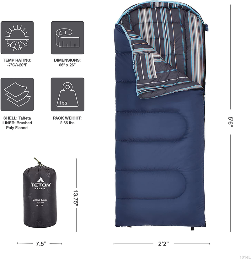 TETON Sports Celsius Jr Kids Sleeping Bag; Lightweight; Perfect for Camping Sporting Goods > Outdoor Recreation > Camping & Hiking > Sleeping Bags TETON Sports   