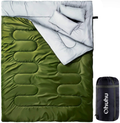 Ohuhu Double Thickened Sleeping Bag with 2 Pillows, Cold Weather Waterproof Lightweight 2 Person Sleeping Bag for Adults, Teens, Truck, Tent, Sleeping Pad, Camping, Backpacking, Hiking Sporting Goods > Outdoor Recreation > Camping & Hiking > Sleeping Bags Ohuhu Green  