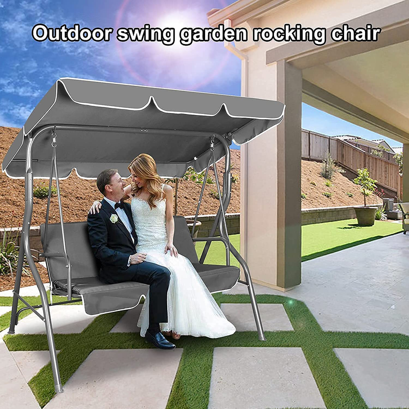 Patio Swing Chair 3 Seater, 3 Person Outdoor Canopy Swing Heavy Duty Porch Swing Seat with Canopy Garden Swing Chair for Outdoor Indoor Home & Garden > Lawn & Garden > Outdoor Living > Porch Swings Qdreclod   