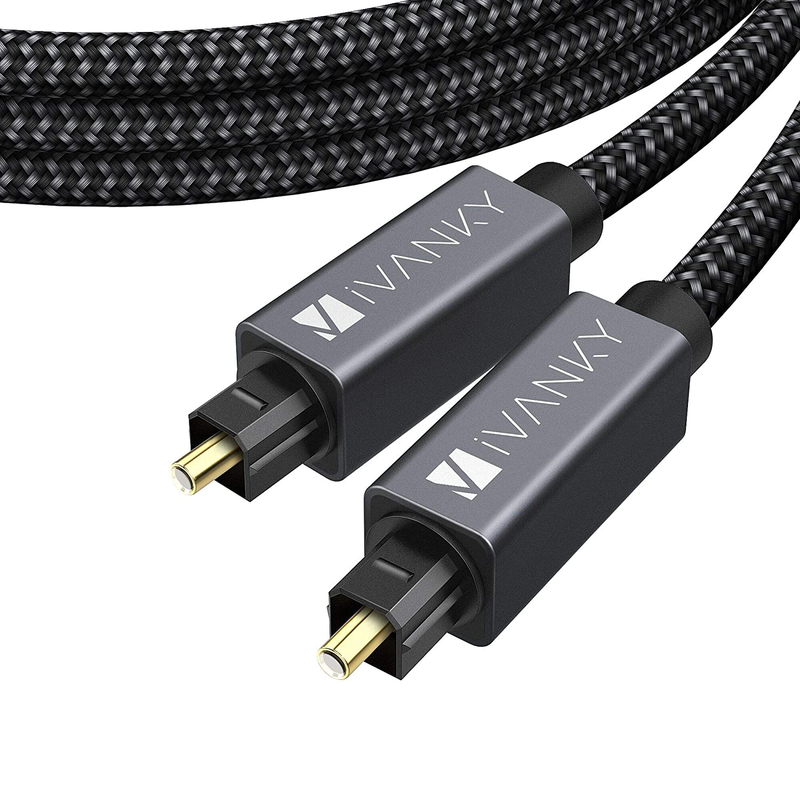 Digital Optical Audio Cable (10 Feet) - [Flawless Audio, Secure Connection] iVanky Slim Braided Digital Audio Optical Cord/Toslink Cable for Sound Bar, TV, PS4, Xbox, Samsung, Vizio - CL3 Rated, Grey Electronics > Electronics Accessories > Cables IVANKY 15ft/4.5M  