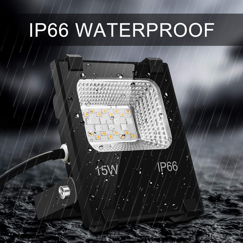 LED Flood Lights RGB Color Changing 100W Equivalent Outdoor, 15W Bluetooth Smart RGB Floodlight APP Control, IP66 Waterproof, Timing, 2700K&16 Million Colors 20 Modes for Garden Stage Lighting 4 Pack