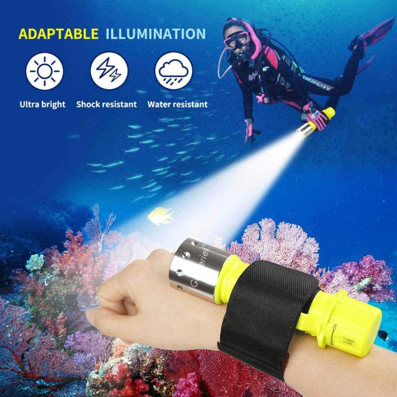 Garberiel 2 Pack Scuba Diving Flashlight, Super Bright Dive Light 3 Modes Underwater Waterproof Torch for Scuba Diving, Night Snorkeling (Battery Not Include)  Garberiel   