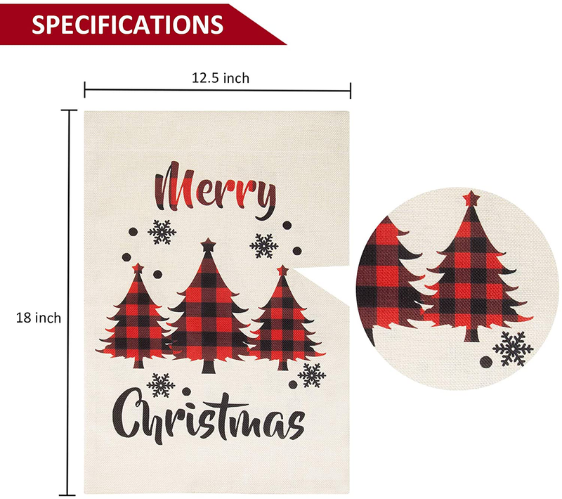 Roberly Merry Christmas Garden Flag, Vertical Christmas Flag with Buffalo Check Plaid Tree, Double-Sided Christmas Yard Flag Xmas Quote Winter Garden Flag for Outdoor Decoration (12.5" x 18") Home & Garden > Decor > Seasonal & Holiday Decorations& Garden > Decor > Seasonal & Holiday Decorations Roberly   