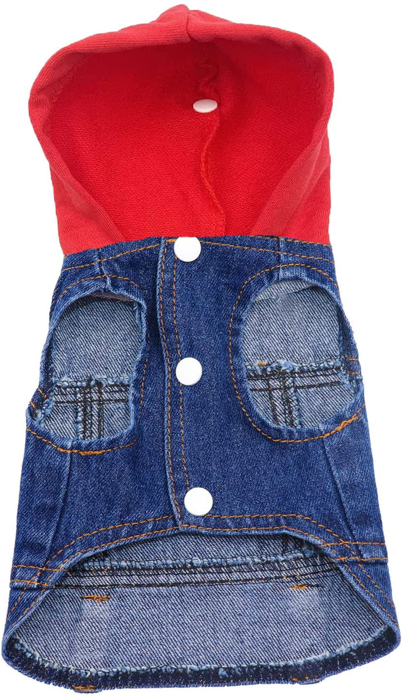 Rooroopet Dog Jeans Jacket,Pet Clothes Cool Blue Denim Hoodies,Lapel Vests Vintage Clothes for Small Medium Dogs and Cats Comfort and Cool Apparel Animals & Pet Supplies > Pet Supplies > Cat Supplies > Cat Apparel rooroopet   