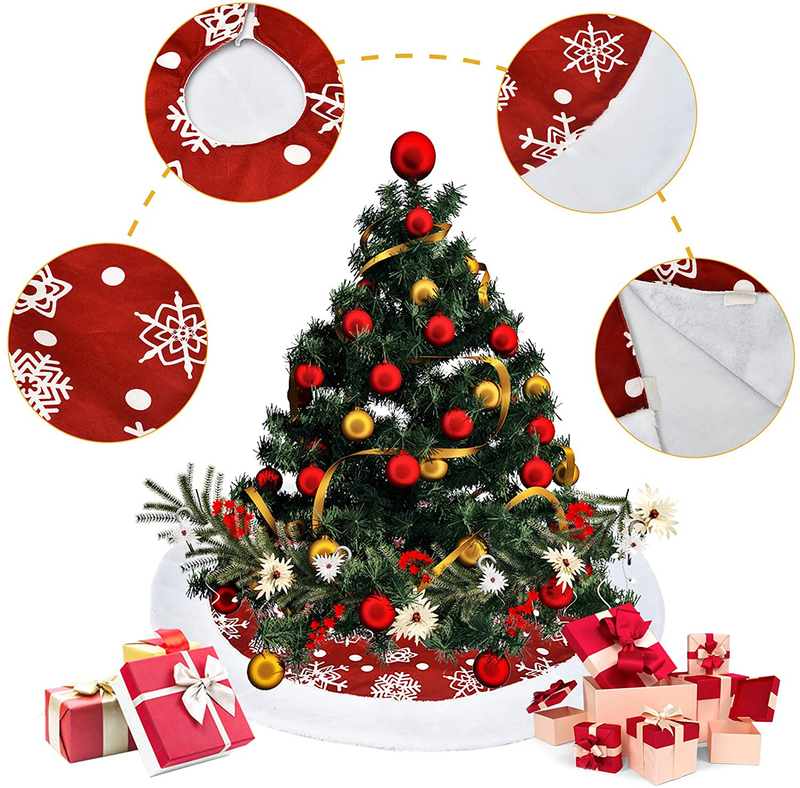 FAHOTE Christmas Tree Skirt 48inch Double Layers Xmas Tree Skirt for Christmas Decorations Winter New Year House Decoration Supplies Holiday Ornaments Indoor Outdoor Home & Garden > Decor > Seasonal & Holiday Decorations > Christmas Tree Skirts FAHOTE Snowflake 40 inch 