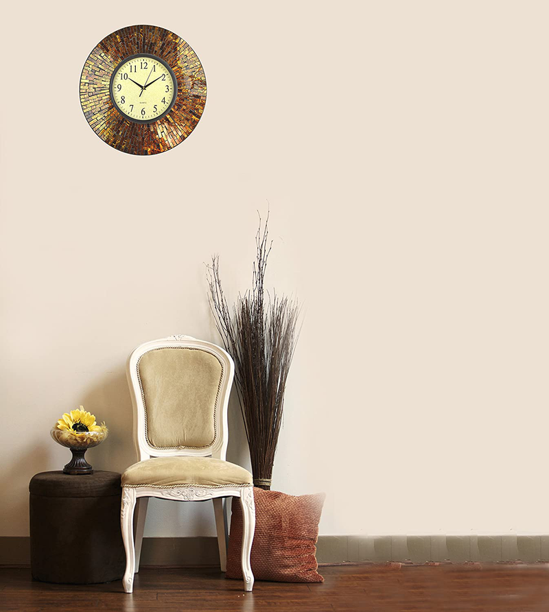 LuLu Decor, 19" Baltic Amber Mosaic Wall Clock with 9.5" Brown Arabic Glass Dial, 4.50" Mosaic Border, Silent Non-Ticking Quartz, Perfect for Housewarming Gift (LP72) Home & Garden > Decor > Clocks > Wall Clocks Lulu Decor, Inc.   