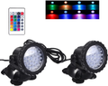 RGB Pond Lights, Underwater Color Changing LED Spotlight Submersible Color Adjustable Dimmable Waterproof Outdoor Spot Lights for Garden Aquarium Tank Lawn Fountain Waterfall (4 in Set)