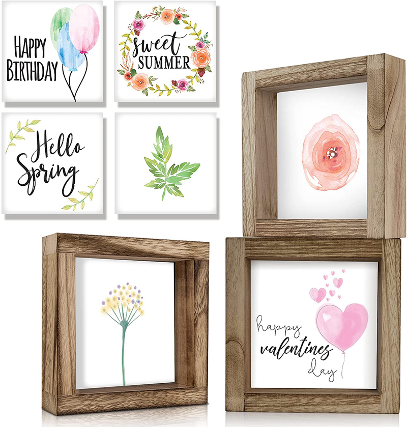 KIBAGA Farmhouse Valentines Day Signs for Home Decor - 3 Frames W/Interchangeable Sayings for Seasonal Tiered Tray Decoration - Perfect Spring Table/Wall Decor for Your Living Room Home & Garden > Decor > Seasonal & Holiday Decorations KIBAGA   