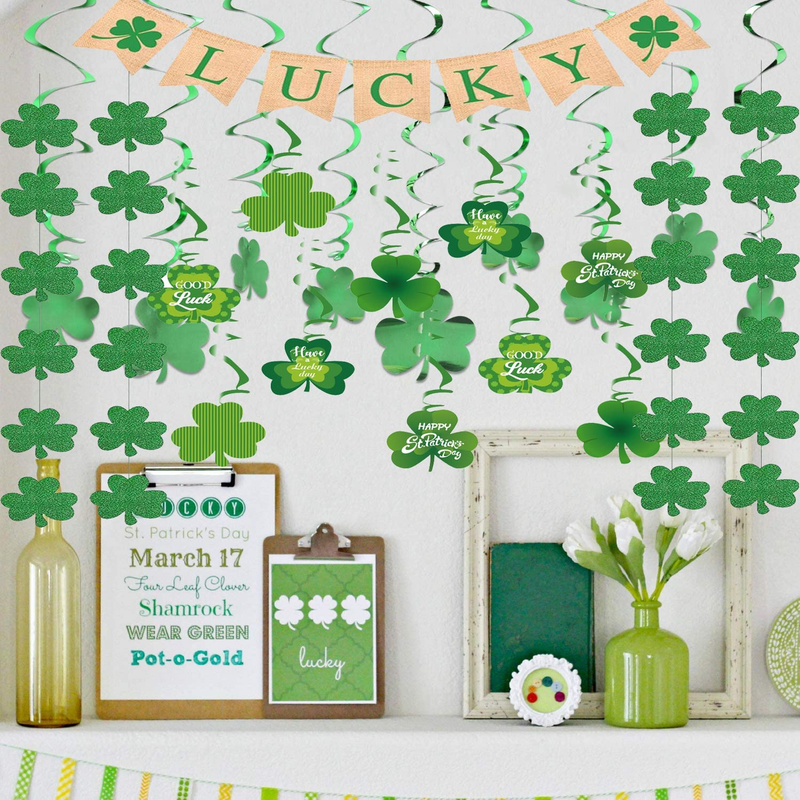 Dmhirmg St Patricks Day Decorations,St Patricks Day Garland,St Patricks Day Hanging Decorations Lucky Irish Green St Patrick Party Home Party St Patricks Day Banner Big Pack Arts & Entertainment > Party & Celebration > Party Supplies DmHirmg   