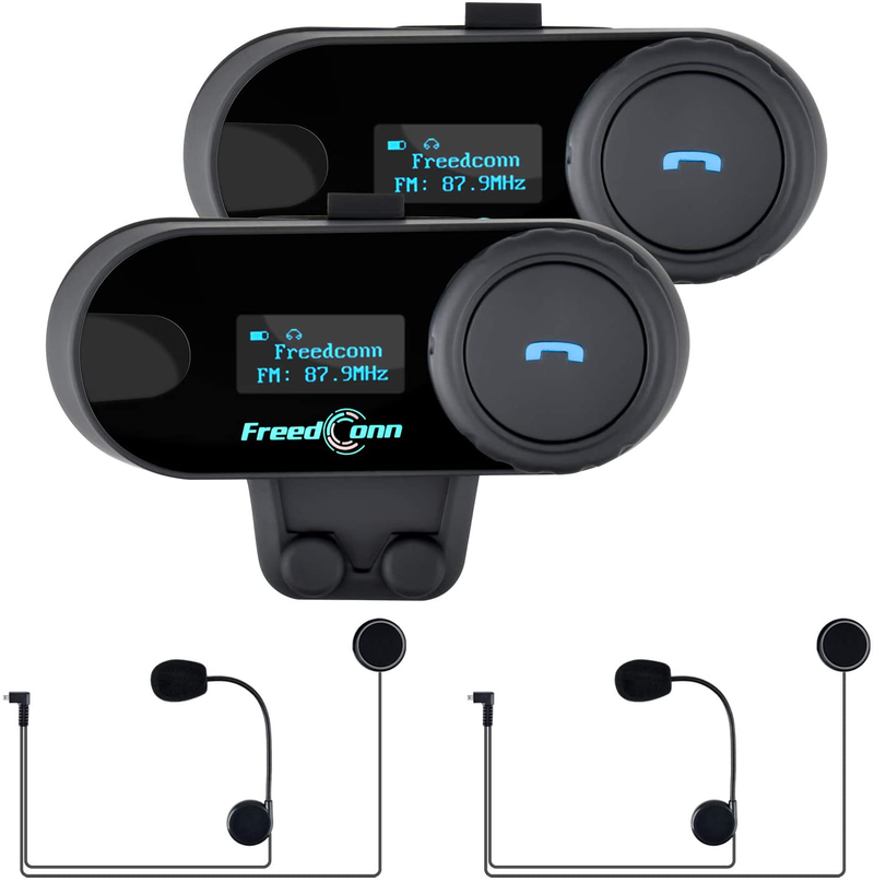 Motorcycle Bluetooth Headset, FreedConn TCOM-SC Motorcycle Bluetooth Communication Systems Helmet Intercom with Hard Mic Cord (LCD Screen/FM Radio/Handsfree/800M/ 2-3Riders)