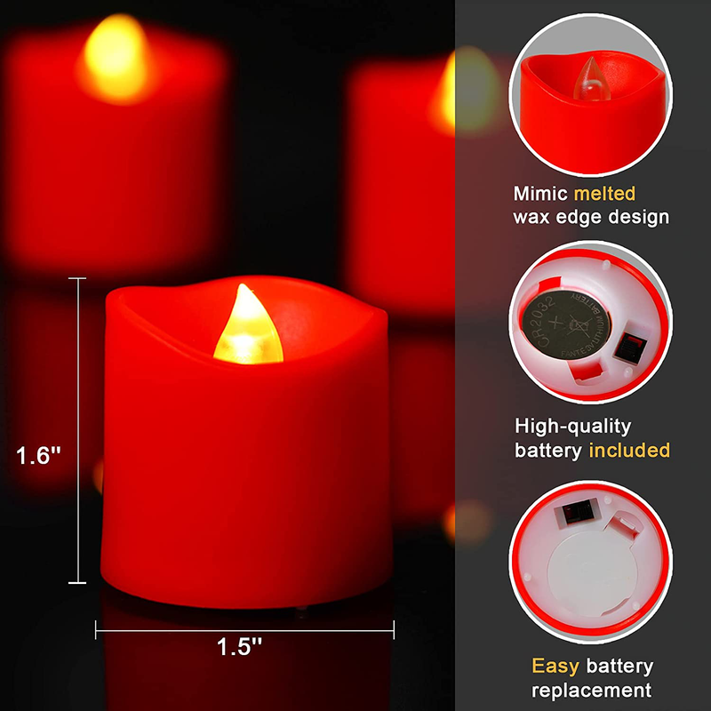 Homemory 24 Pack Red Flameless LED Votive Candles, Long Lasting Battery Operated Tealights, Electric Fake Tea Candles, for Party, Home, Halloween, Festival Decoration