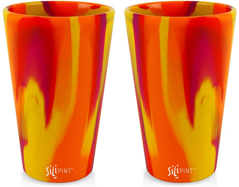 Silipint Silicone Pint Glass. Unbreakable, Reusable, Durable, and Guaranteed for Life. Shatterproof 16 Ounce Silicone Cups for Parties, Sports and Outdoors (2-Pack, Arctic Sky & Hippy Hop) Home & Garden > Kitchen & Dining > Tableware > Drinkware Silipint Sunfire Smash 2-Pack 