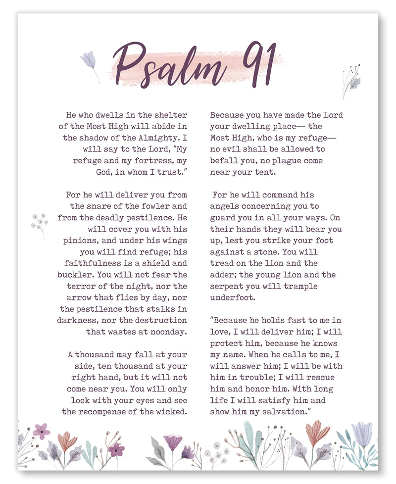 Psalm 23, Psalm 91, Psalm139 Wall Art Prints - Set of 3 Posters - ESV Bible Page Verse Wall Decor - 8x10 - Unframed
