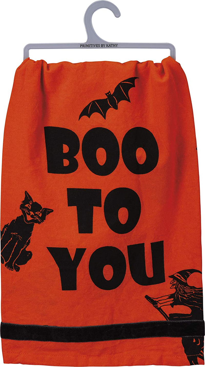 Primitives by Kathy Retro-Inspired Halloween Dish Towel, 28 x 28-Inch, Boo