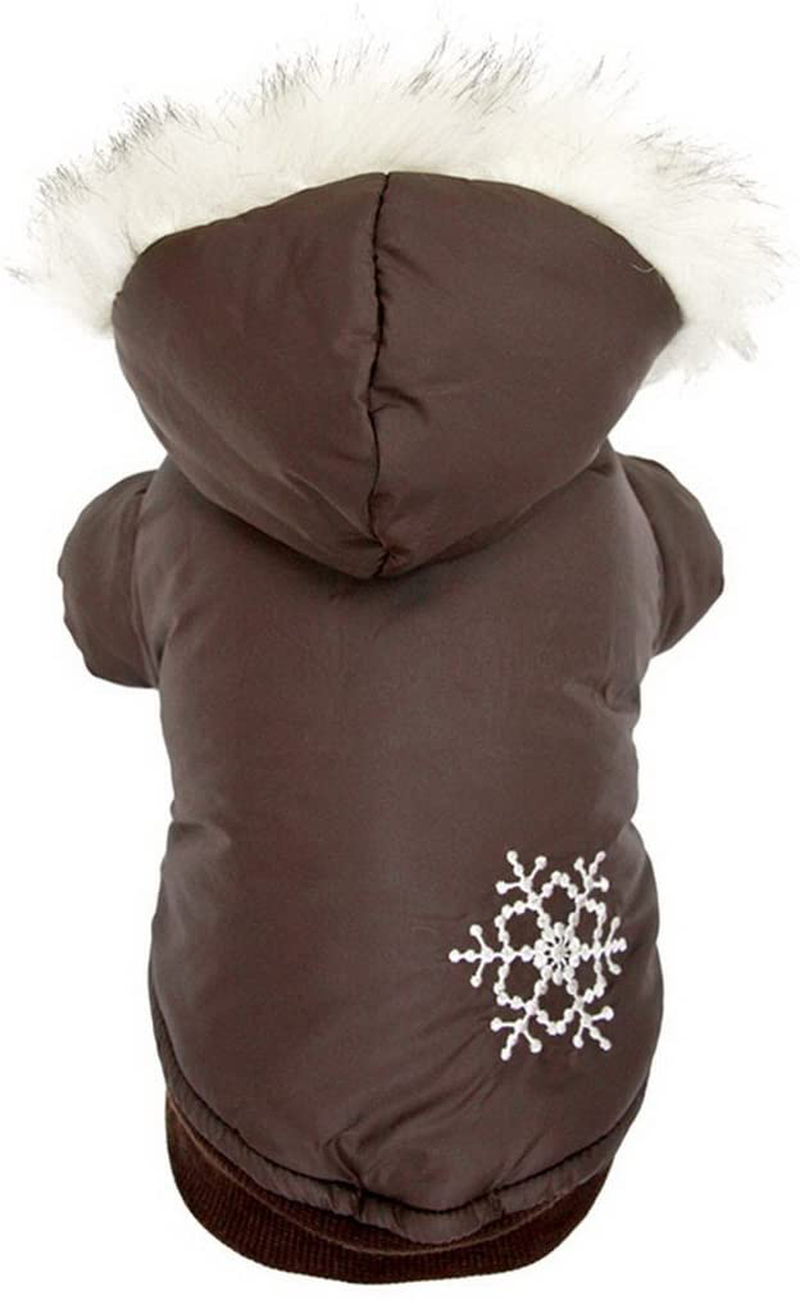 LOVEPET Snowflake Reversible Dog Winter Coat Removable Hoodies Dog Clothes for Small Dogs Animals & Pet Supplies > Pet Supplies > Dog Supplies > Dog Apparel LOVEPET Brown X-Small 